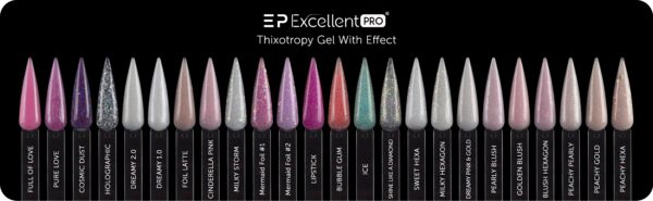 Excellent PRO Thixotropy gel with effect Dreamy Pink&Gold 50g