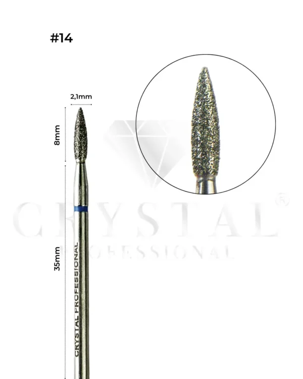 Frez diamentowy „Płomień” Crystal Professional №14 (niebieskie nacięcie 2,1 mm) - Crystal Professional